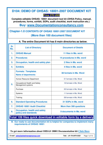 D104: Demo Of Ohsas: 18001-2007 Document Kit