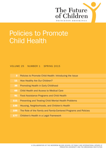 Policies To Promote Child Health - The Future Of Children