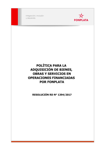 Política Para La Adquisición De Bienes, Obras Y Servicios . - Fonplata