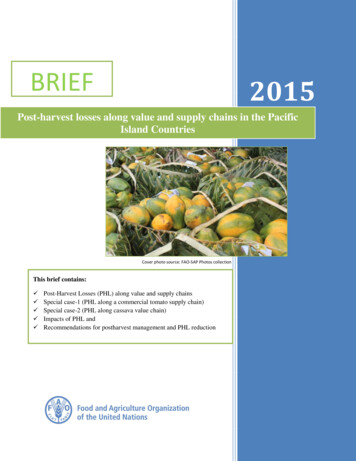 Post-harvest Losses Along Value And Supply Chains In The Pacific Island .