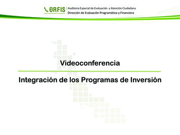Videoconferencia Integración De Los Programas De Inversión