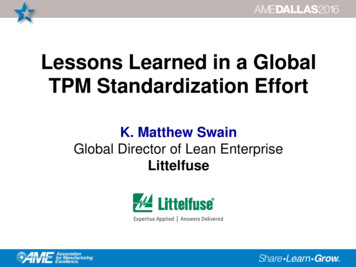 Lessons Learned In A Global TPM Standardization Effort