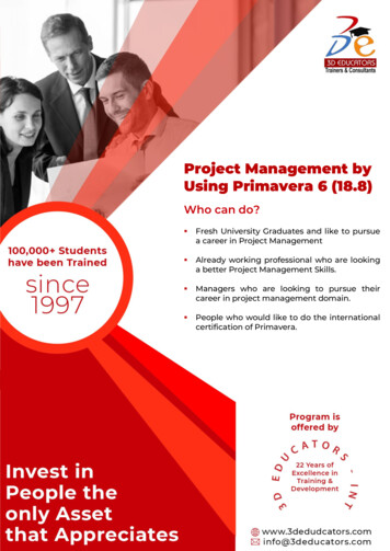 Project Management By Primavera P6 (18.8) Using Primavera 6 (18.8 .