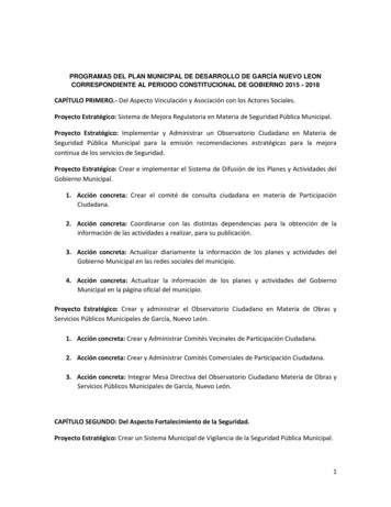 Programas Del Plan Municipal De Desarrollo De García Nuevo Leon .