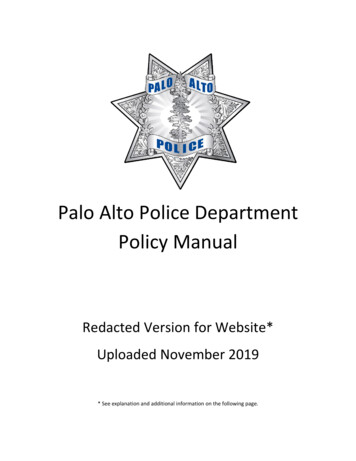 Palo Alto Police Department Policy Manual - Palo Alto, California