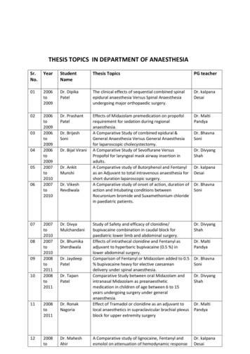THESIS TOPICS IN DEPARTMENT OF ANAESTHESIA - Surat