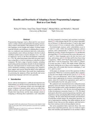 Benefits And Drawbacks Of Adopting A Secure Programming Language . - UMD