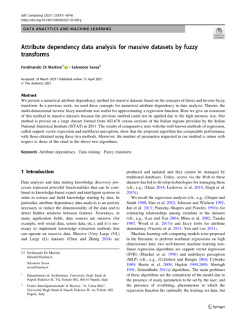 Attribute Dependency Data Analysis For Massive Datasets By . - Springer