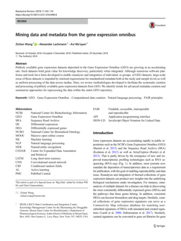 Mining Data And Metadata From The Gene Expression Omnibus - Springer