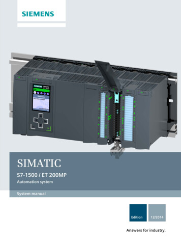 Automation System SIMATIC S7-1500, ET 200MP - Siemens