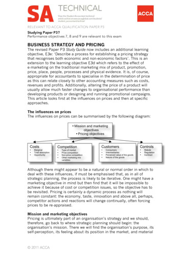 BUSINESS STRATEGY AND PRICING Study Guide - Association Of Chartered .