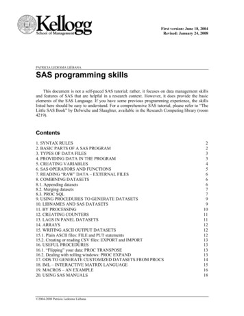 SAS Programming Skills - Kellogg School Of Management