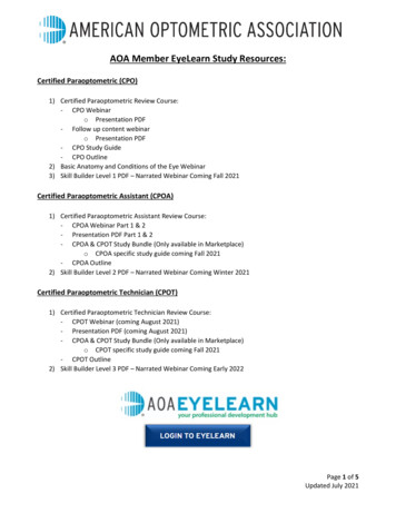 AOA Member EyeLearn Study Resources - American Optometric Association