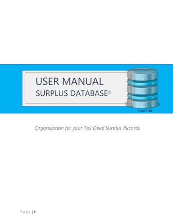 User Manual - Surplus Database