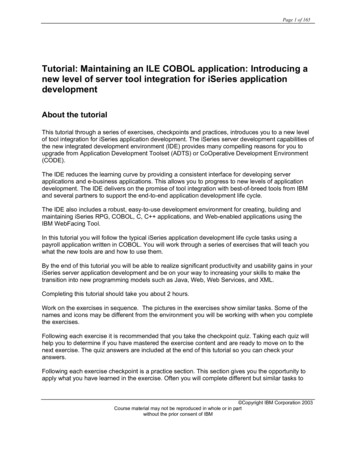 Tutorial: Maintaining An ILE COBOL Application: Introducing A New Level .