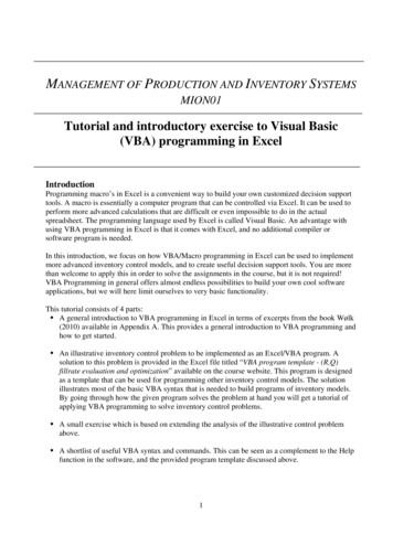 VBA Programming In Excel - LTH, Lunds Tekniska Högskola