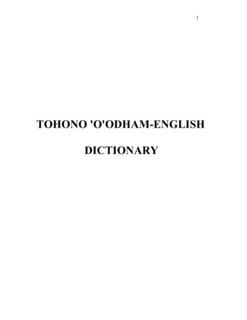 TOHONO 'O'ODHAM-ENGLISH DICTIONARY - University At Buffalo