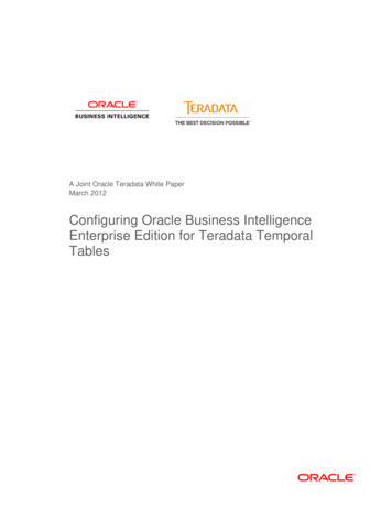 Configuring Oracle Business Intelligence Enterprise Edition For .