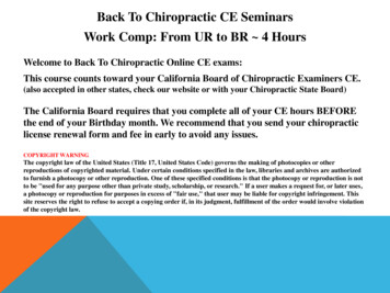 Work Comp From Ur To Br Notes - Back To Chiropractic CE Seminars
