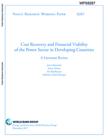 Cost Recovery And Financial Viability Of The Power Sector In Developing .