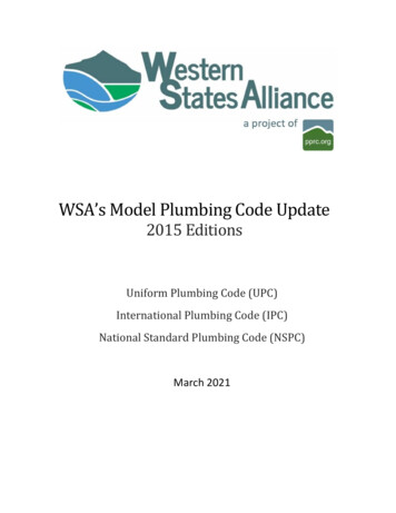 WSA's Model Plumbing Code Update - Westernstatesalliance 