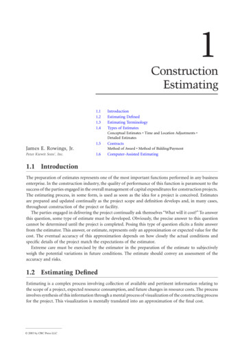 Chapter 1: Construction Estimating