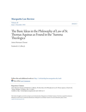 The Basic Ideas In The Philosophy Of Law Of St. Thomas Aquinas . - CORE