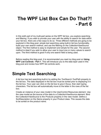 The WPF List Box Can Do That?! - Part 6 - Pdsa 