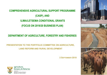Comprehensive Agricultural Support Programme (Casp), And Ilima . - Pmg