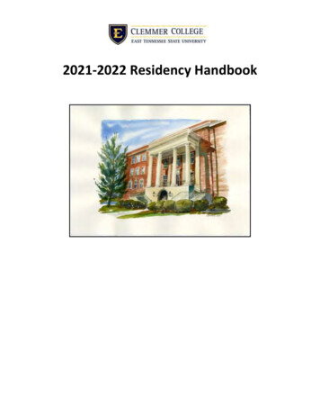 2021-2022 Residency Handbook - East Tennessee State University