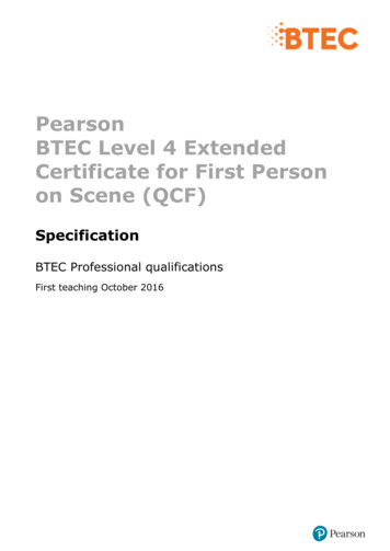 Pearson BTEC Level 4 Extended Certificate For First Person On Scene (QCF)