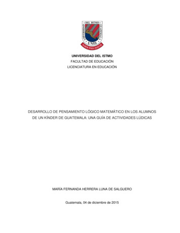 DESARROLLO DE PENSAMIENTO LÓGICO MATEMÁTICO . - Universidad Del Istmo