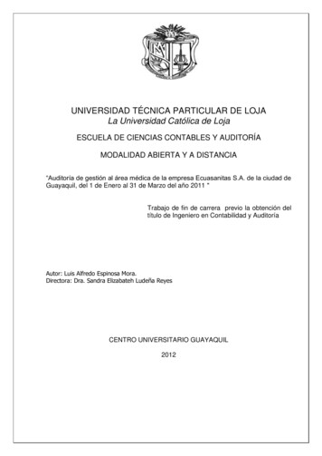 INFORME DE AUDITORIA DE GESTION - Universidad Técnica Particular De Loja