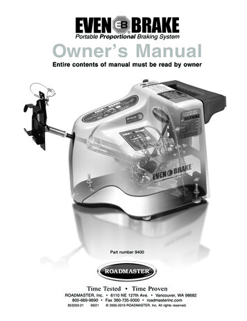 Proportional Owner's Manual - Roadmaster Inc