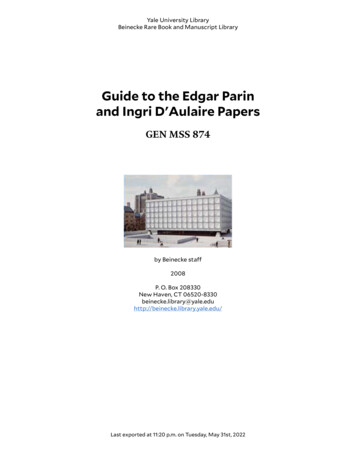 Guide To The Edgar Parin And Ingri D'Aulaire Papers - Yale University
