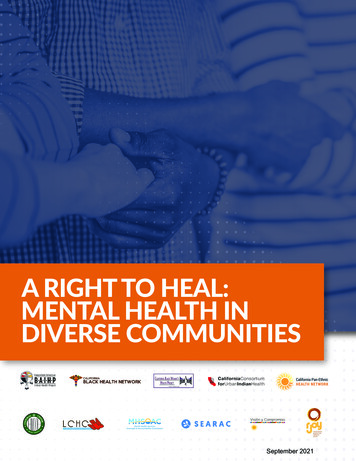 A Right To Heal: Mental Health In Diverse Communities - Cpehn