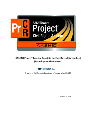 AASHTO Project Entering Data Into The Excel Payroll . - MnDOT