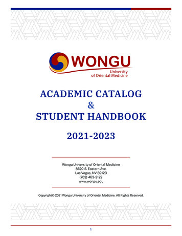 ACADEMIC CATALOG STUDENT HANDBOOK - Wongu