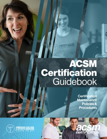 ACSM Certification Guidebook - American College Of Sports Medicine