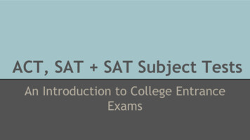 ACT, SAT SAT Subject Tests - Spring Lake Park School District 16