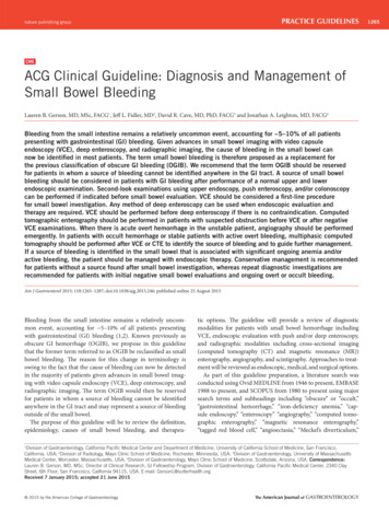 ACG Clinical Guideline: Diagnosis And Management Of Small Bowel Bleeding
