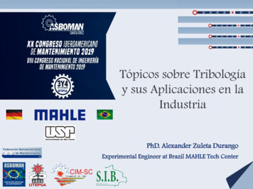 Tópicos Sobre Tribología Y Sus Aplicaciones En La Industria