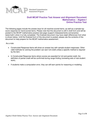 Draft MCAP Practice Test Answer And Alignment Document Mathematics .