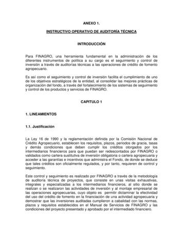 ANEXO 1. INSTRUCTIVO OPERATIVO DE AUDITORÍA TÉCNICA . - Finagro