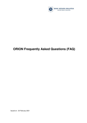 ORION Frequently Asked Questions (FAQ) - BNM