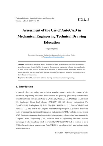 Assessment Of The Use Of AutoCAD In Mechanical Engineering . - Arastirmax