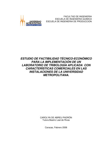 Estudio De La Factibilidad Técnico-económico Para La Implementación De .