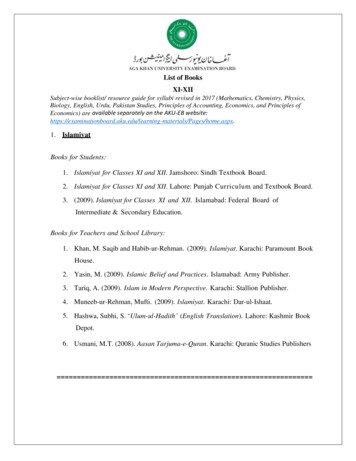 List Of Books XI XII - Aga Khan University