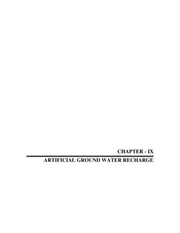 Chapter - Ix Artificial Ground Water Recharge