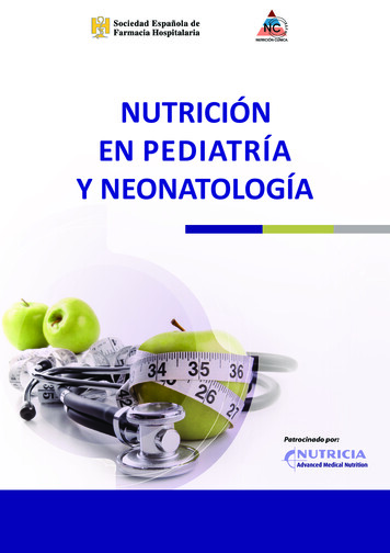 NUTRICIÓN EN PEdIaTRía Y NEONaTOLOGía - SEFH